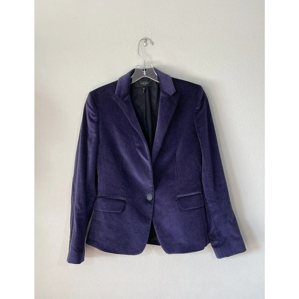 Rag & Bone Blazer Women’s Size 0 Velvet Print‎ Lexi One Button Lined Career Glam